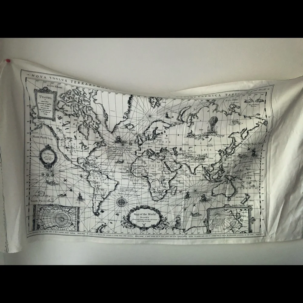 Vintage hand draw world map tapestry 50”*28” uo